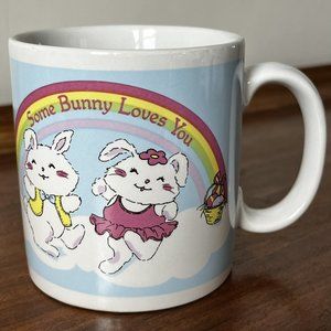 Russ Berrie & Co. "Some Bunny Loves You" Vintage Easter Bunny Mug Rainbow Korea